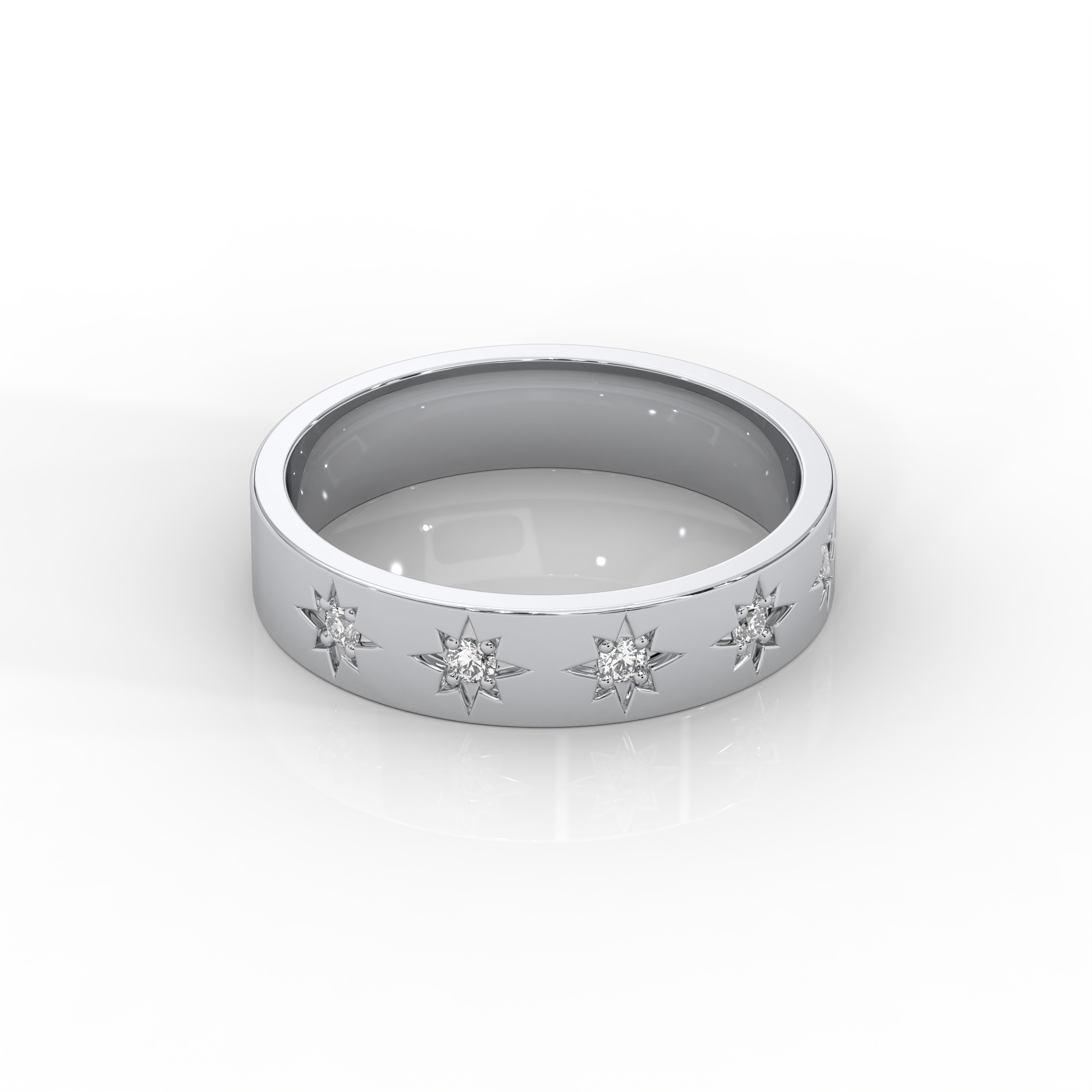 The Cecilia Round Brilliant Cut Star Design Natural Diamond Ring