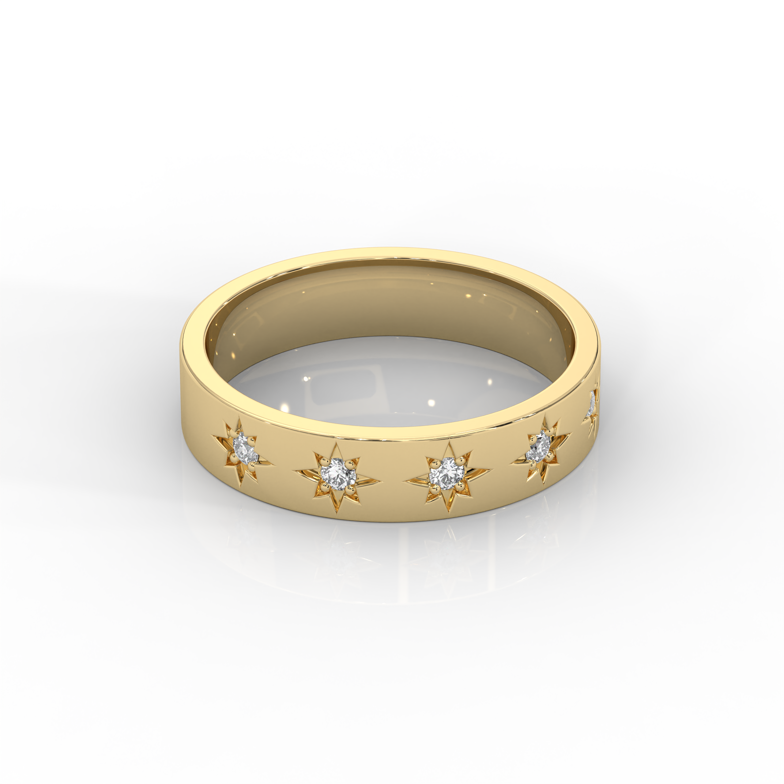 The Cecilia Round Brilliant Cut Star Design Natural Diamond Ring