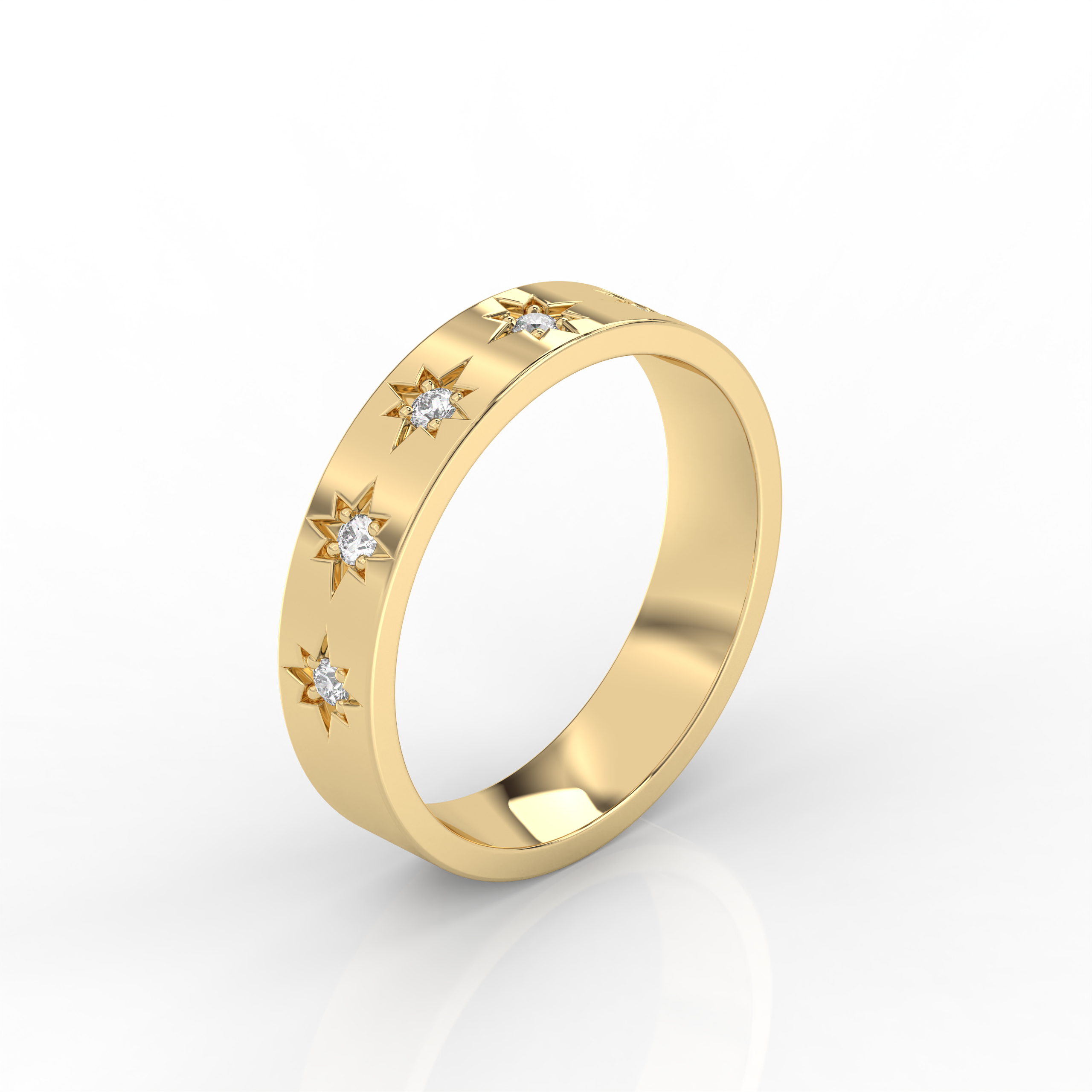 The Cecilia Round Brilliant Cut Star Design Natural Diamond Ring