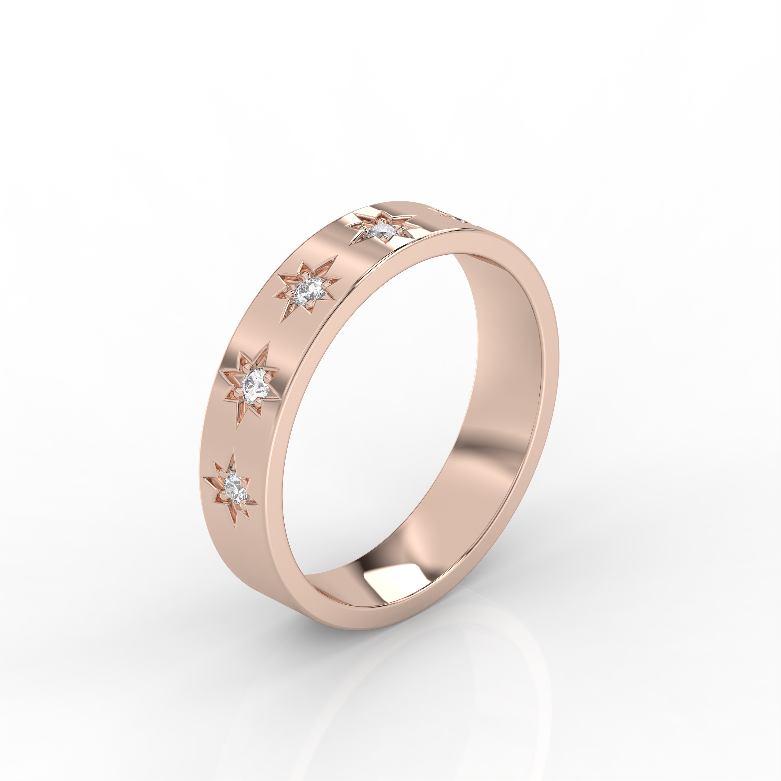 The Cecilia Round Brilliant Cut Star Design Natural Diamond Ring