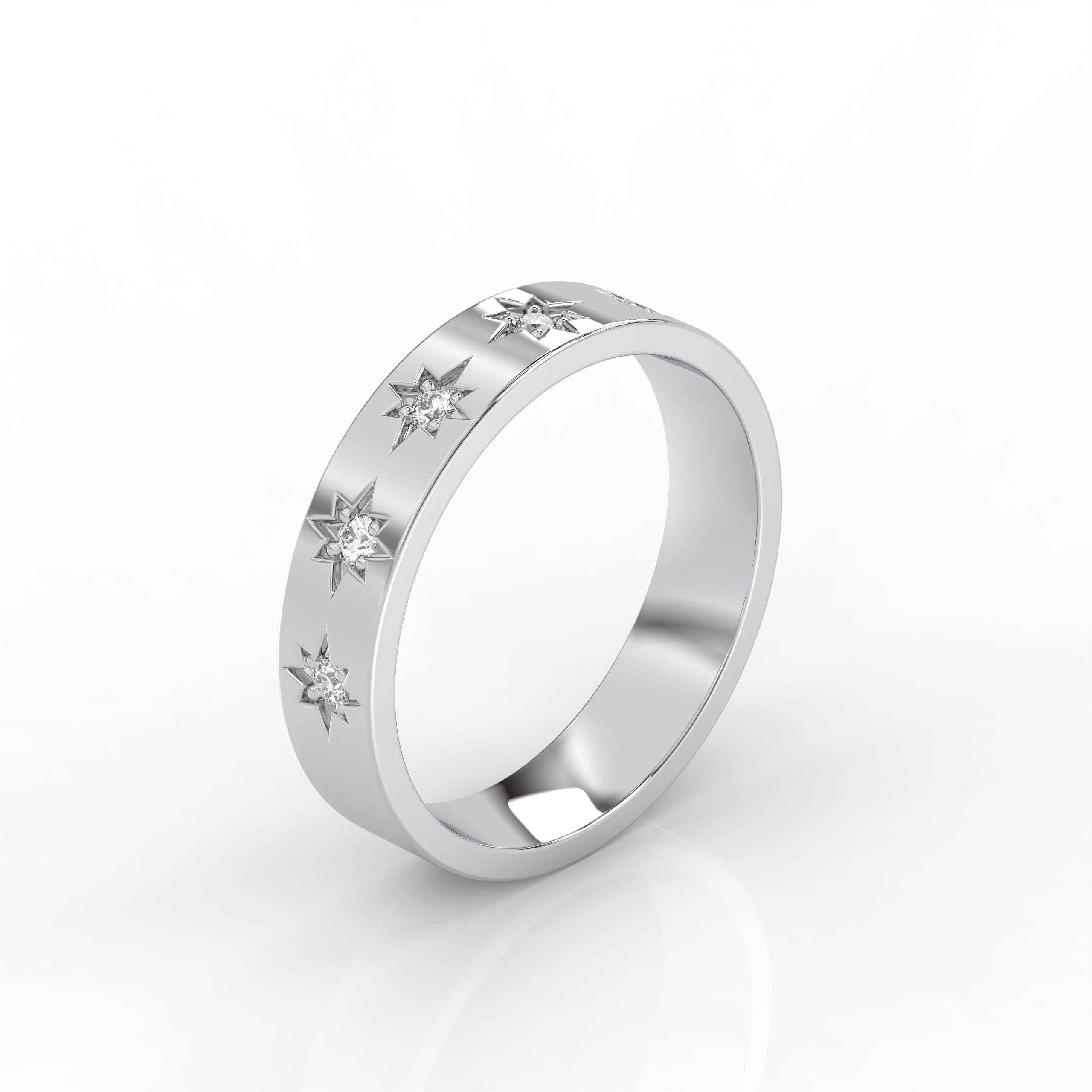 The Cecilia Round Brilliant Cut Star Design Natural Diamond Ring