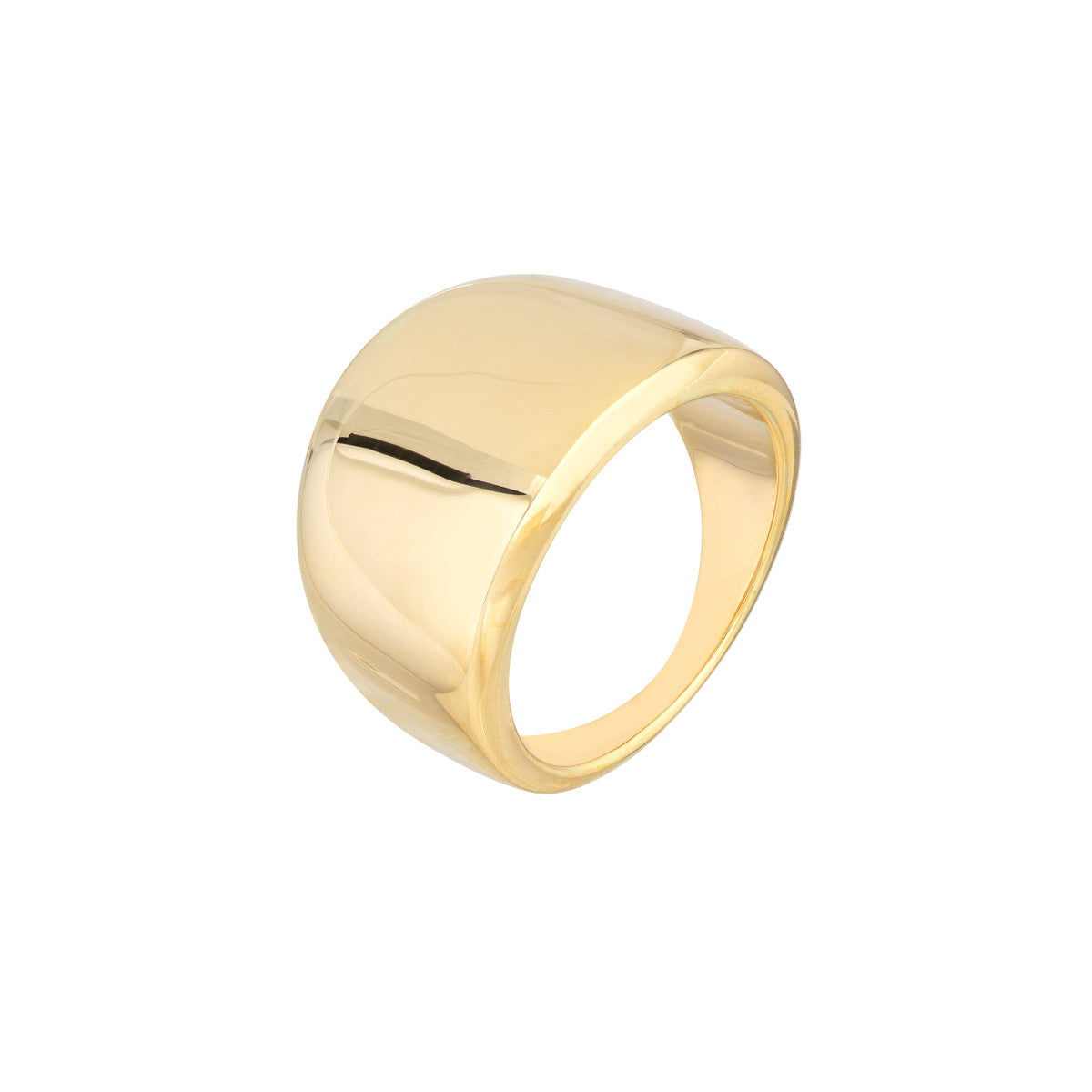 Wide Band Signet Ring 14K Yellow Gold