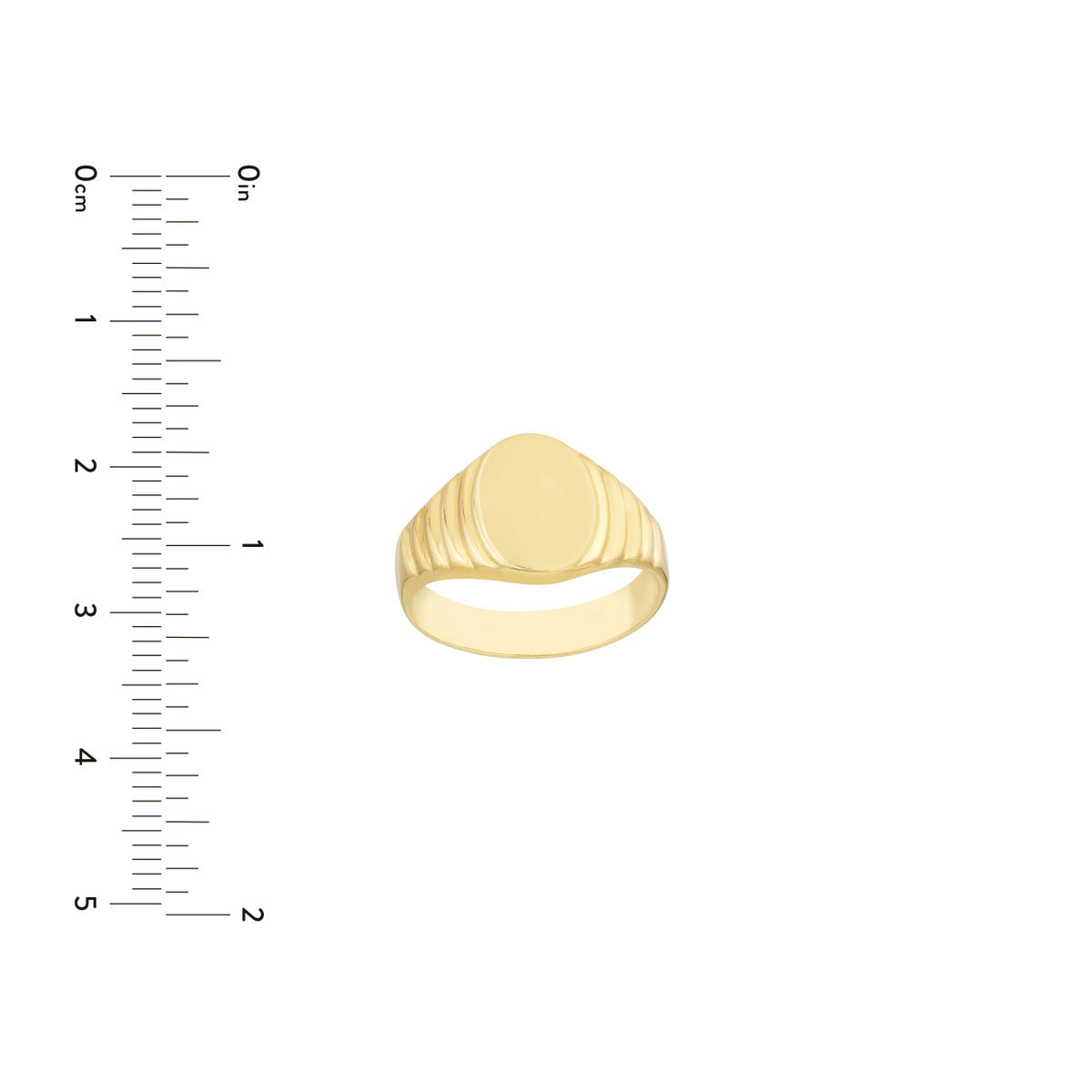 Engravable Oval Textured Signet Ring 14K Yellow Gold