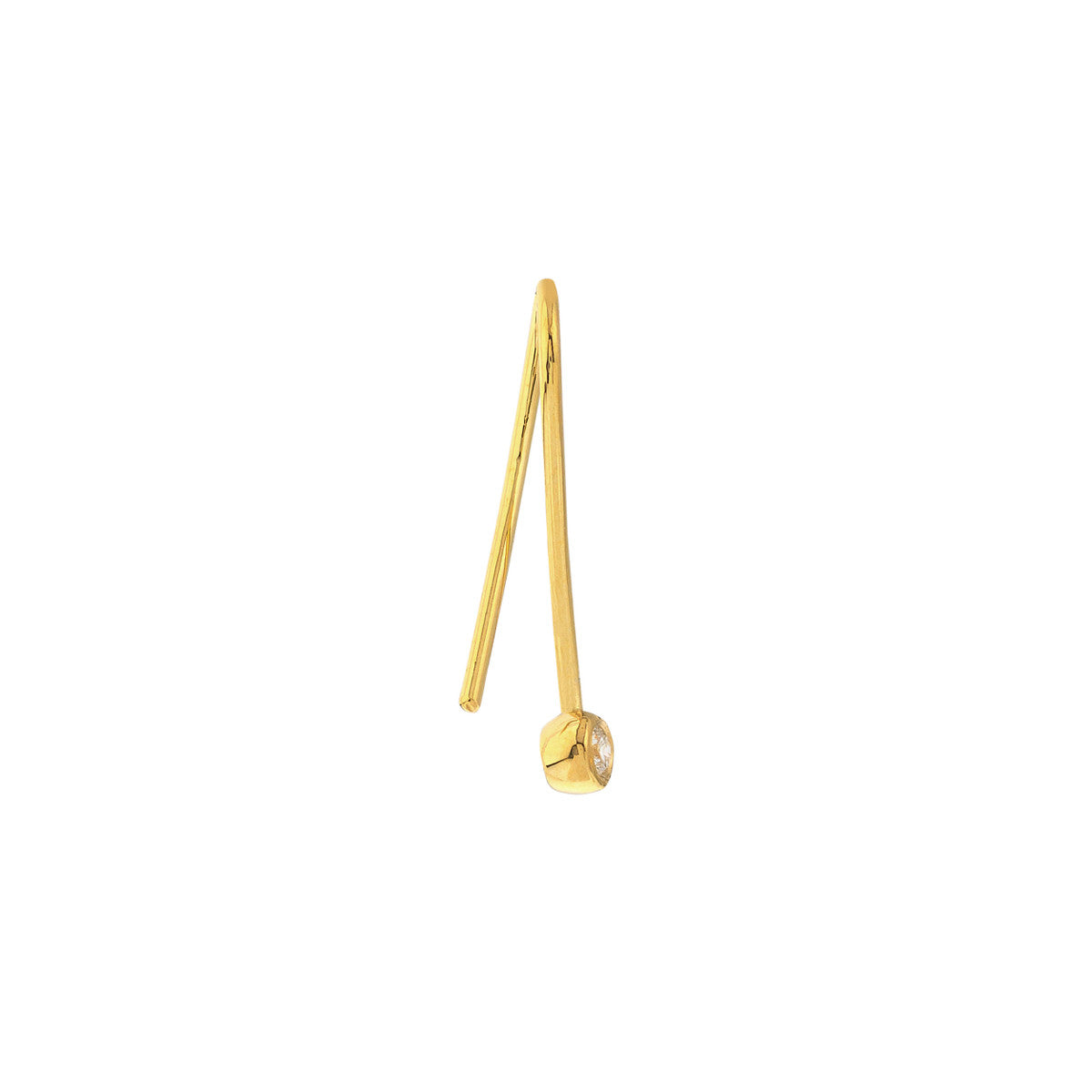 1/20tcw Diamond Bezel Wire Threader Earrings 14K Yellow Gold