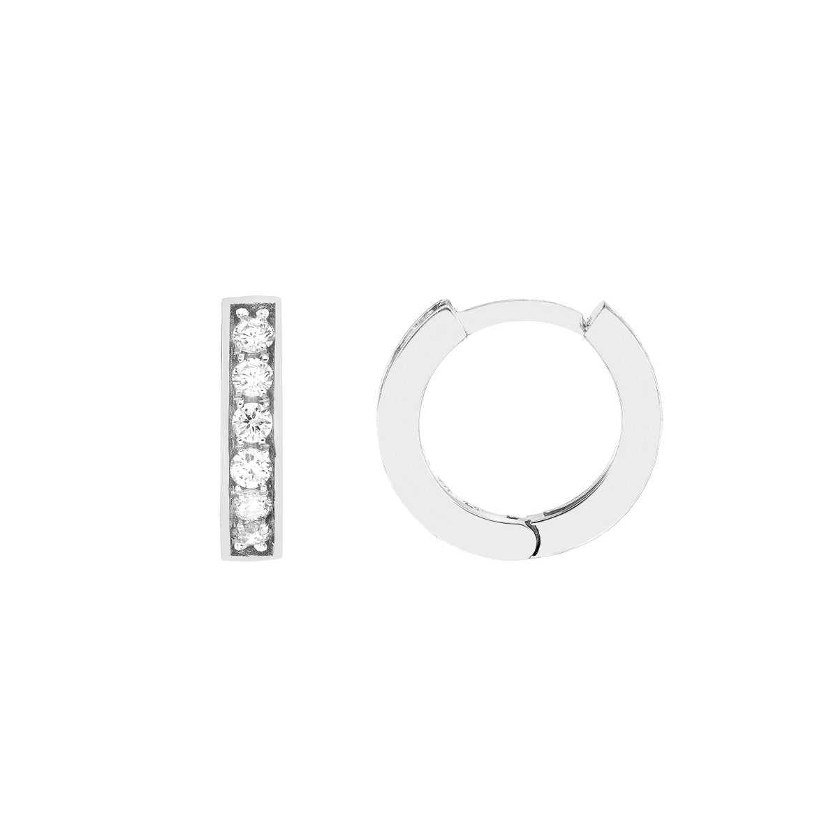 1/8tcw Diamond 10mm Huggie Earrings 14K Yellow, White or Rose Gold