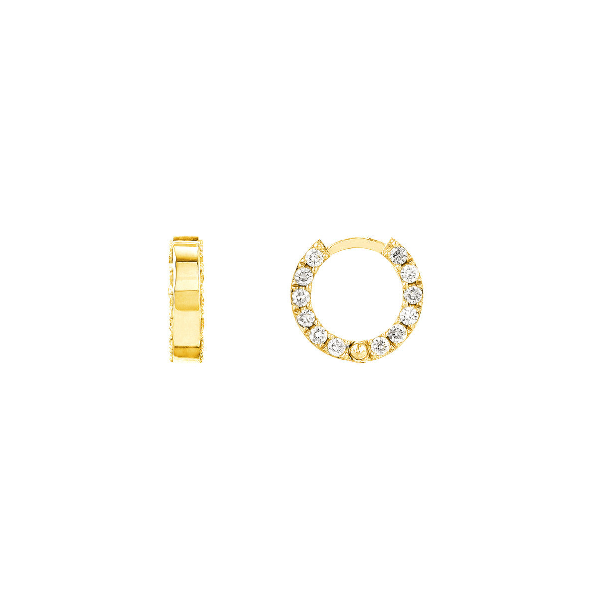 1/2tcw Diamond 10mm Hoop Earrings 14K Yellow, White or Rose Gold