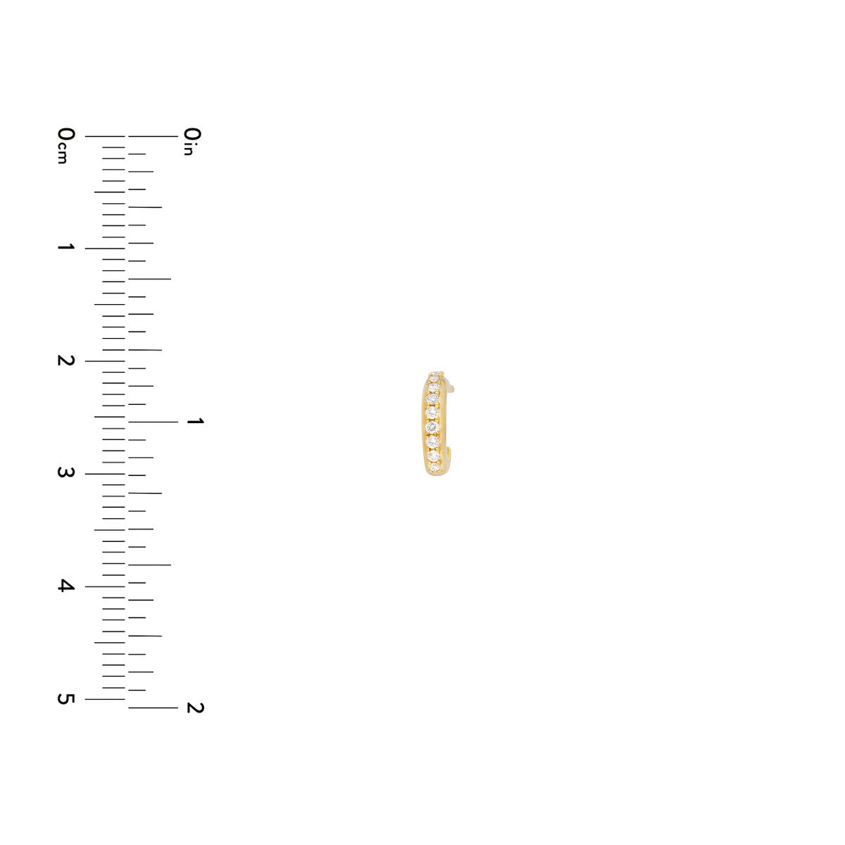 Diamond J-Shaped Mini Huggie Earrings 14K Yellow Gold