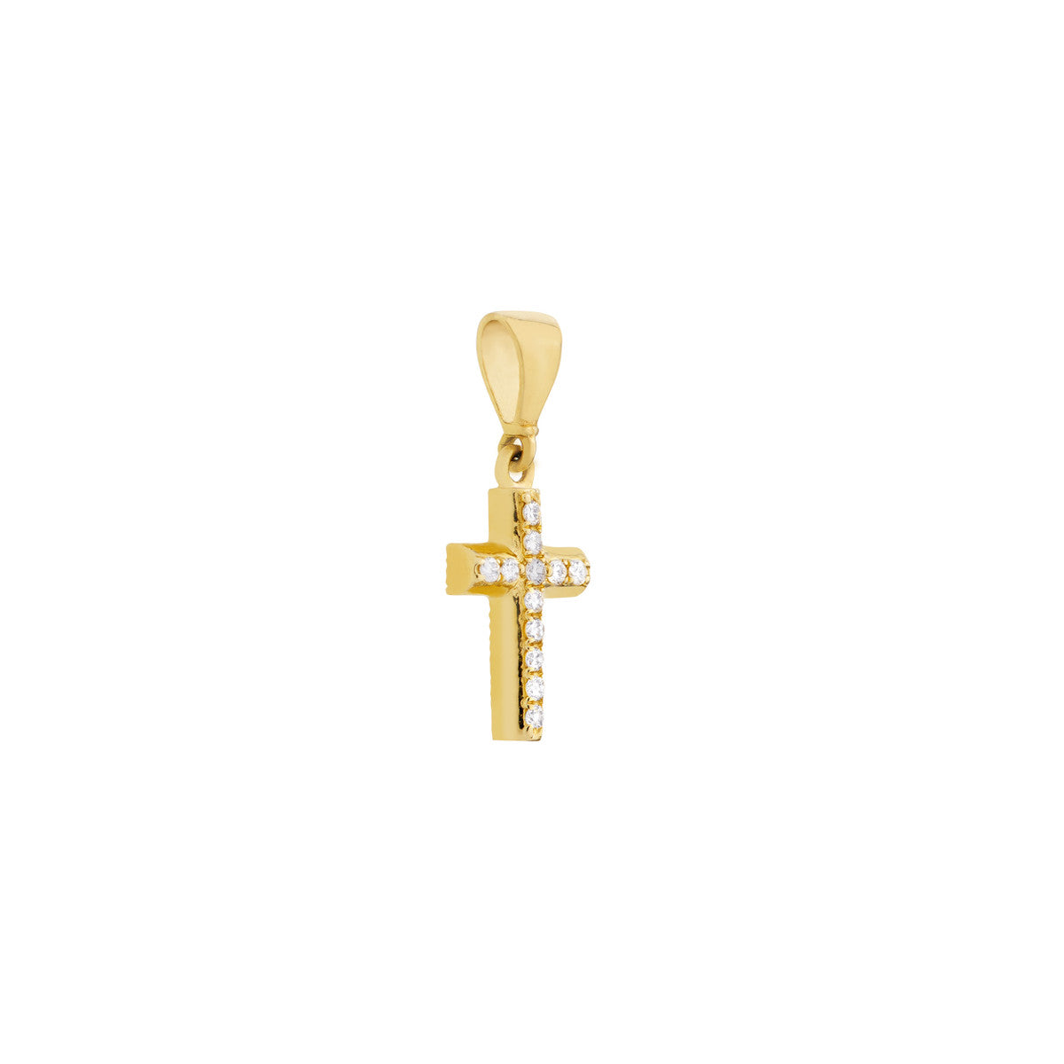 Diamond Mini Cross Pendant 14K Yellow Gold