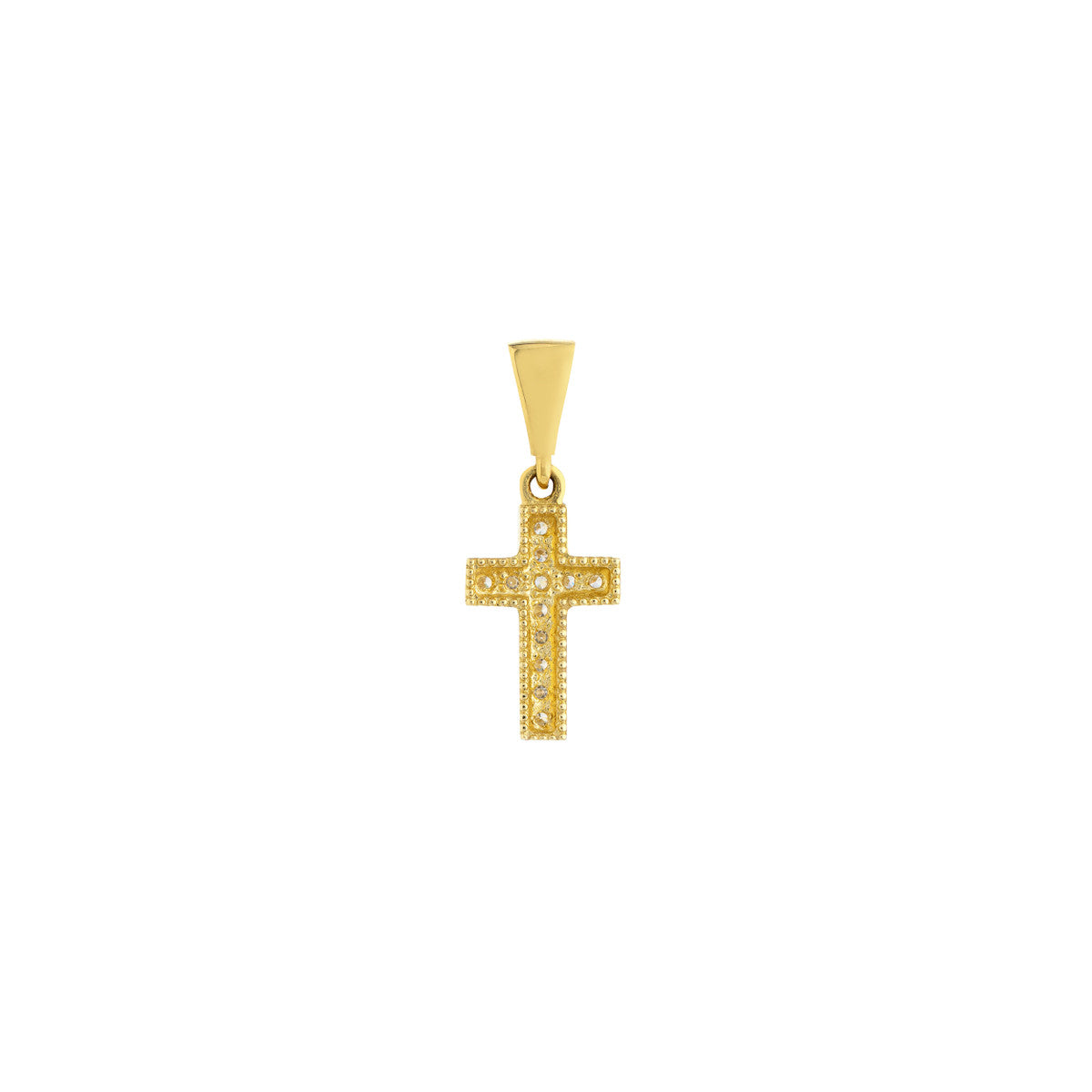 Diamond Mini Cross Pendant 14K Yellow Gold
