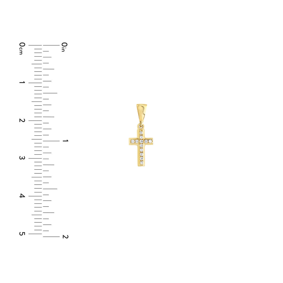 Diamond Mini Cross Pendant 14K Yellow Gold