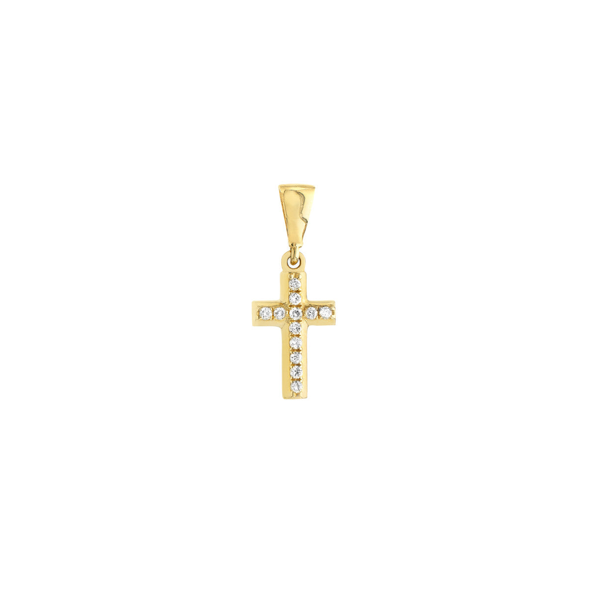 Diamond Mini Cross Pendant 14K Yellow Gold
