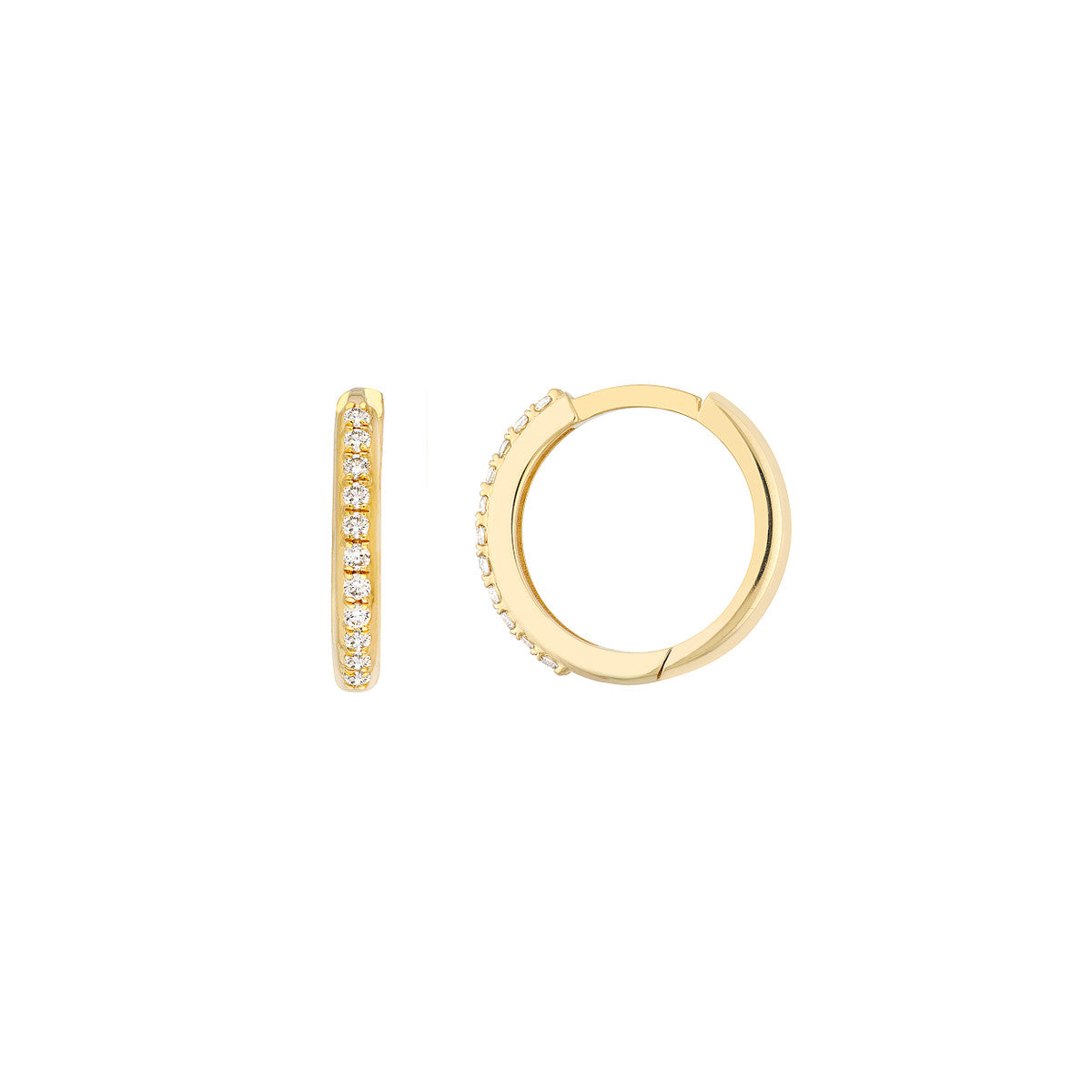 1/8tcw Diamond Huggie Earrings 14K Yellow Gold