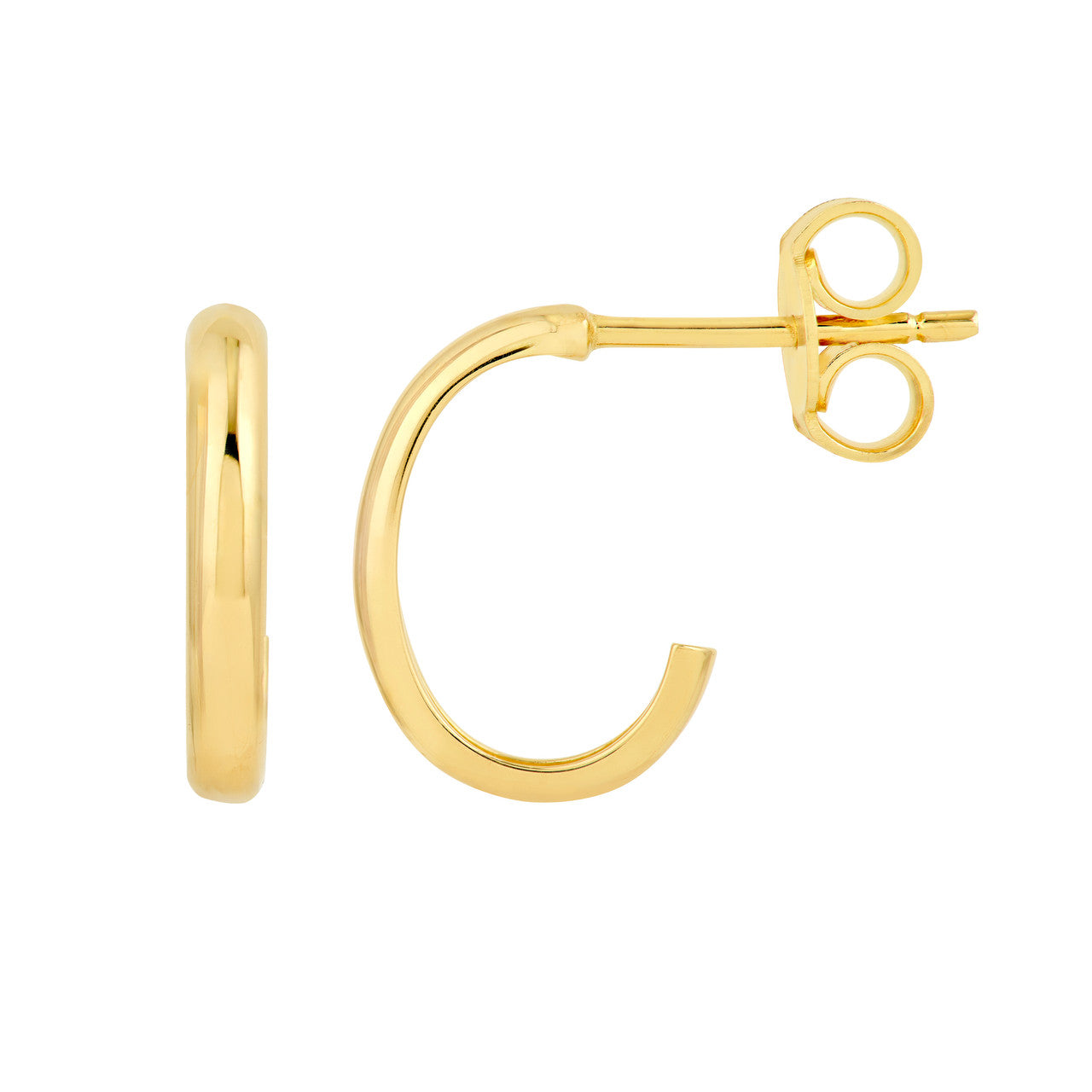 12.75mm Medium J Hoop Earring 14K Yellow Gold