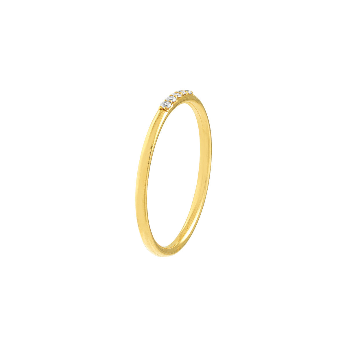 Diamond Center Polished Band Ring 14K Yellow Gold