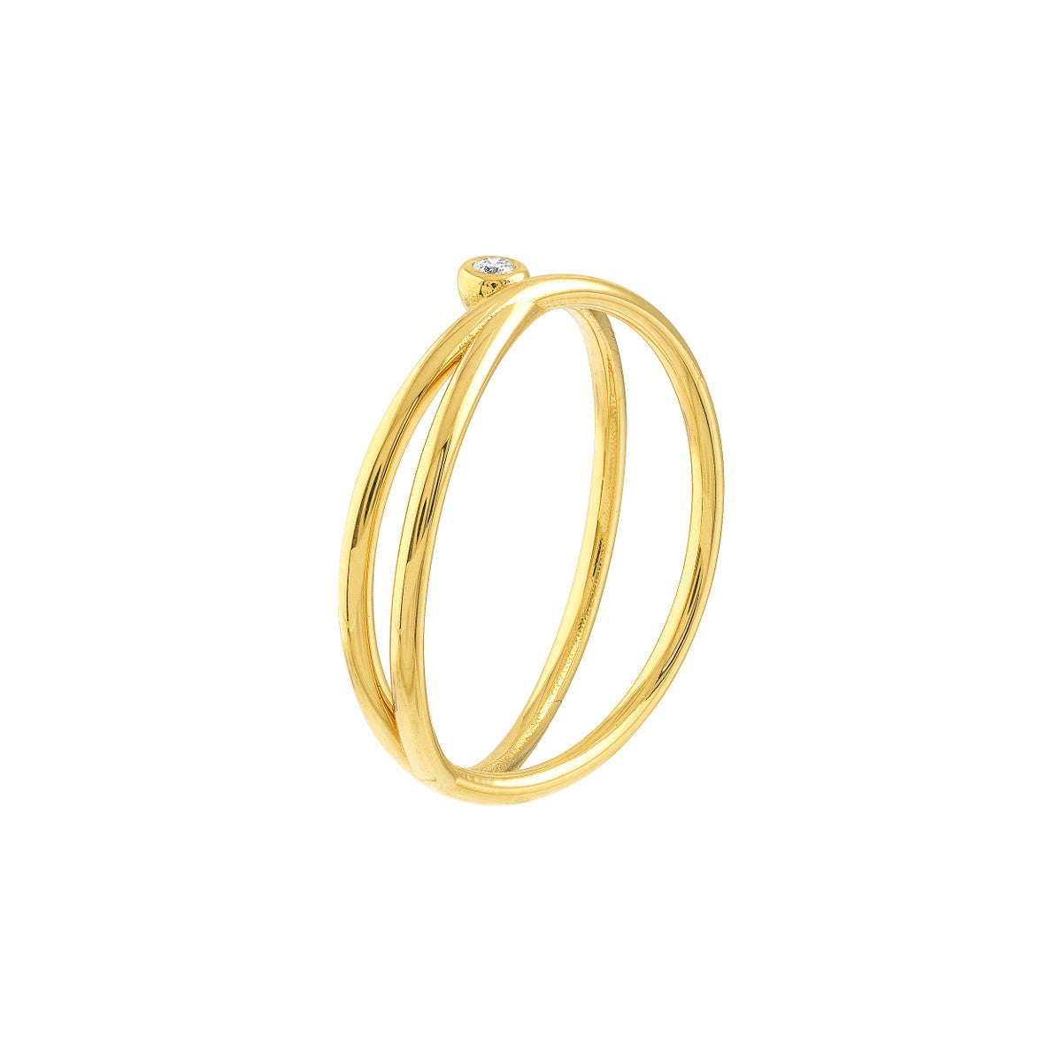 Diamond Crossover Ring 14K Yellow Gold