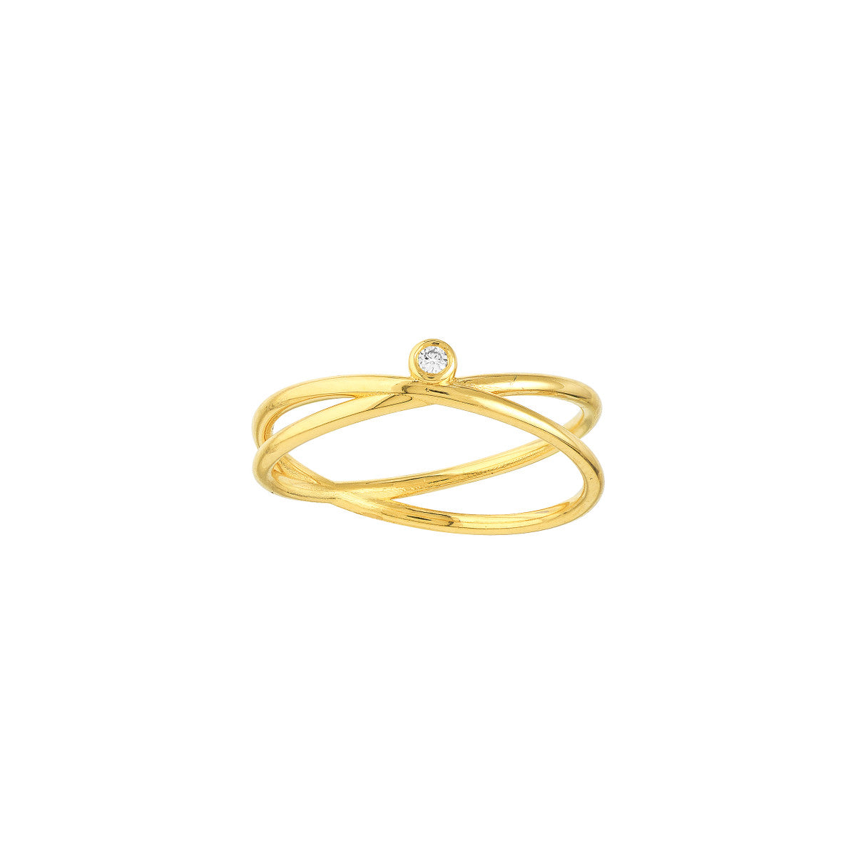 Diamond Crossover Ring 14K Yellow Gold