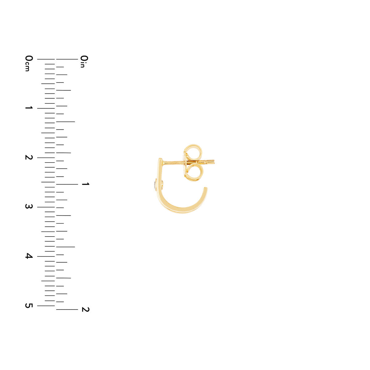 Diamond Bezel In Open J-Huggie Earrings 14K Yellow Gold