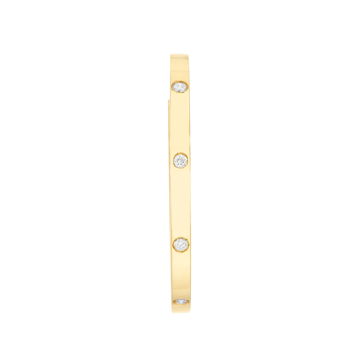 Diamond Square Tube Hoop Earrings 14K Yellow Gold