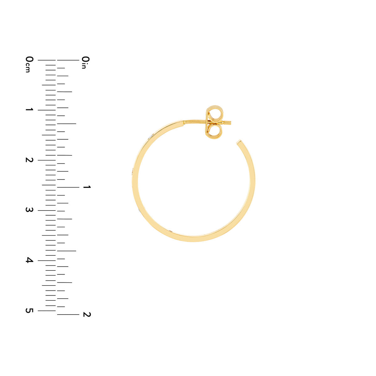 Diamond Square Tube Hoop Earrings 14K Yellow Gold