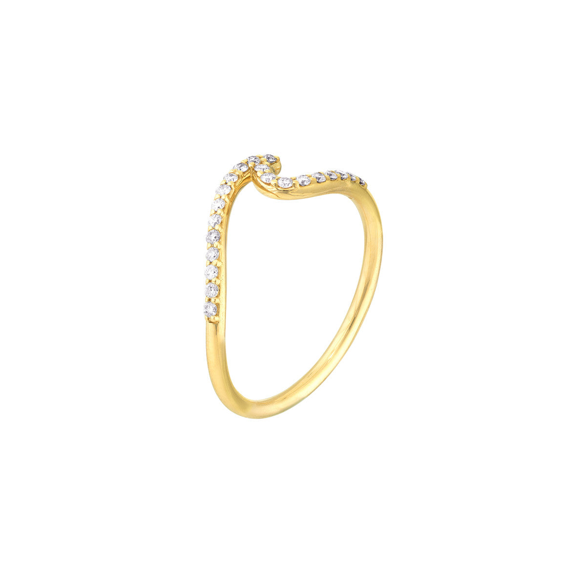 Diamond Wave Ring 14K Yellow Gold