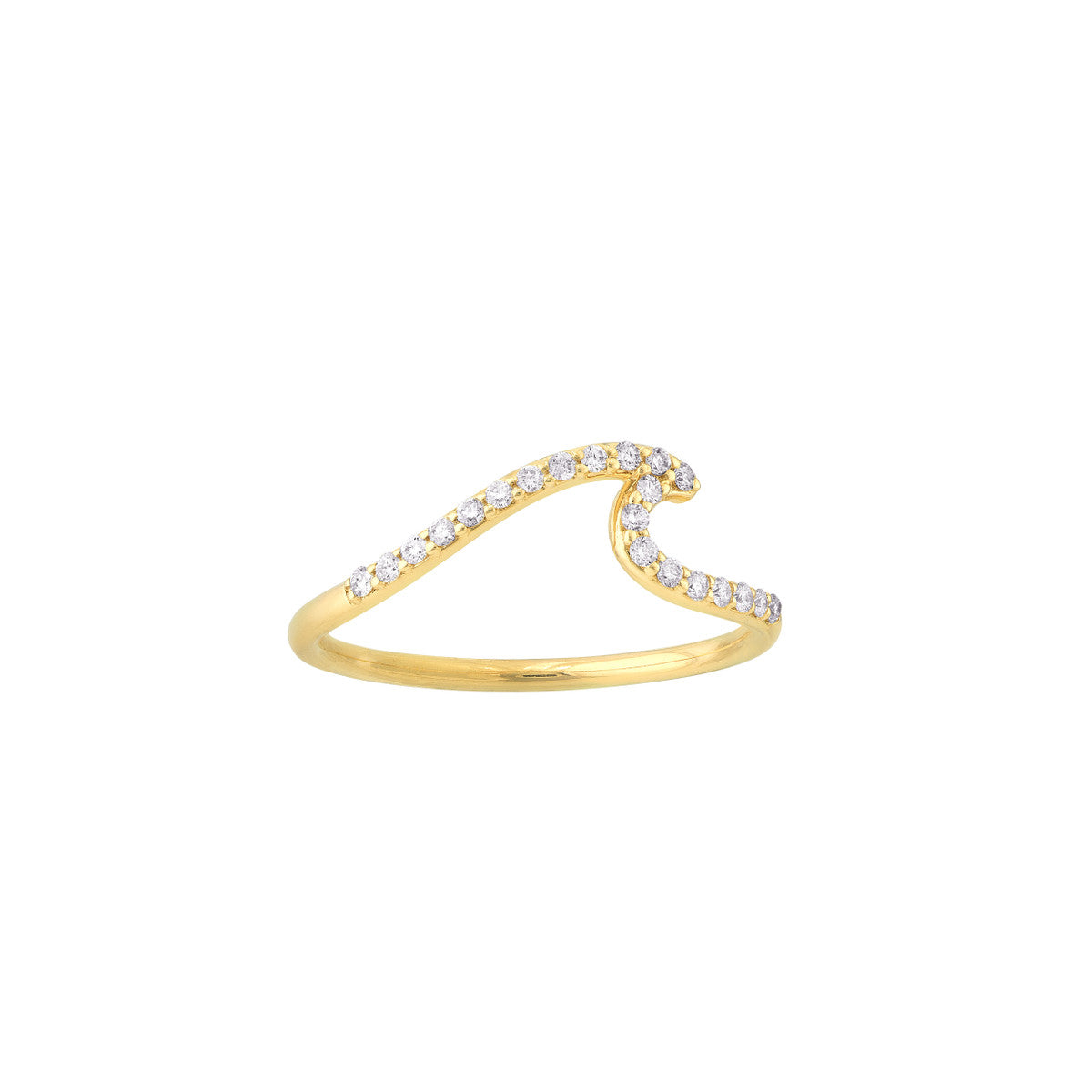 Diamond Wave Ring 14K Yellow Gold