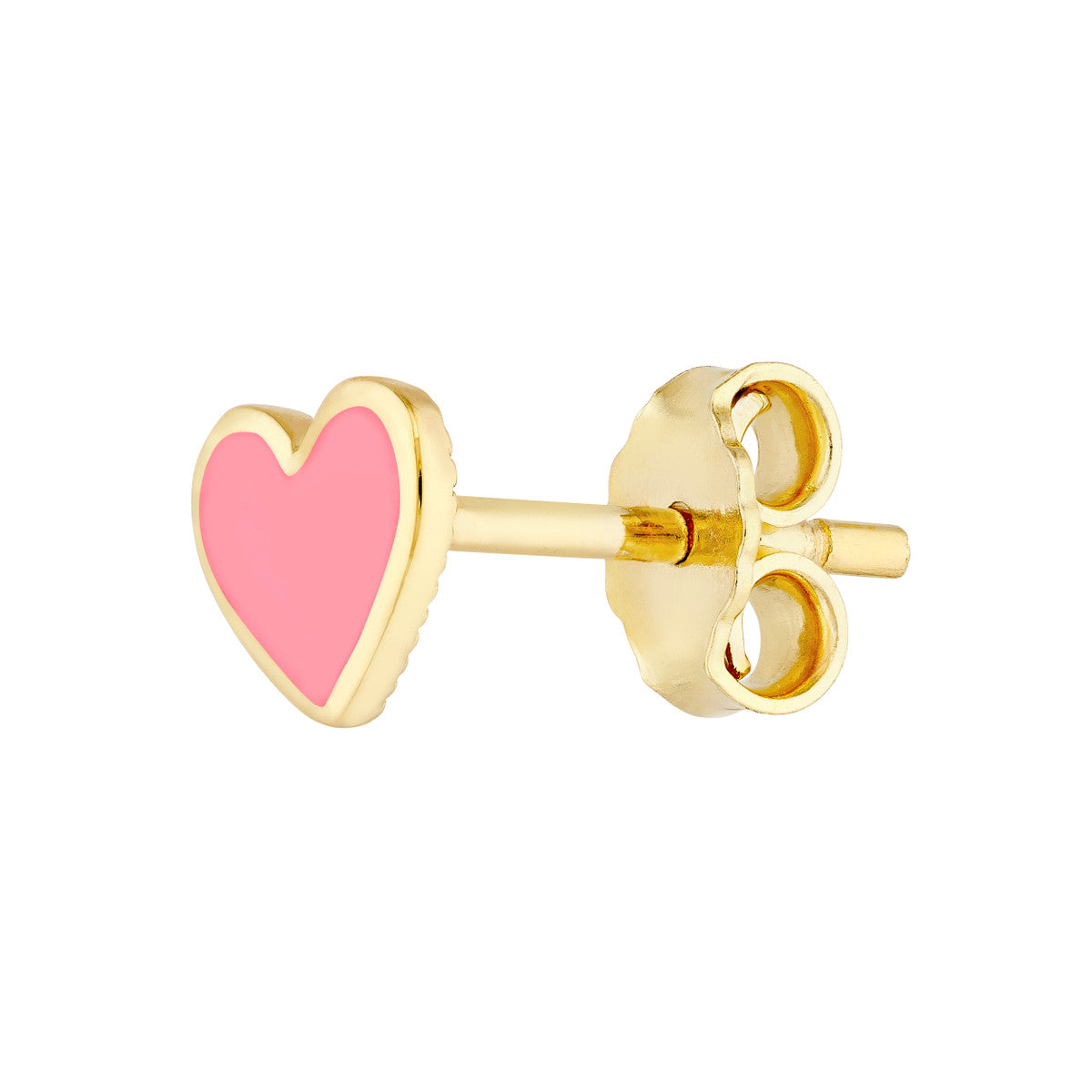 Enamel Heart Stud Earrings 14K Yellow Gold