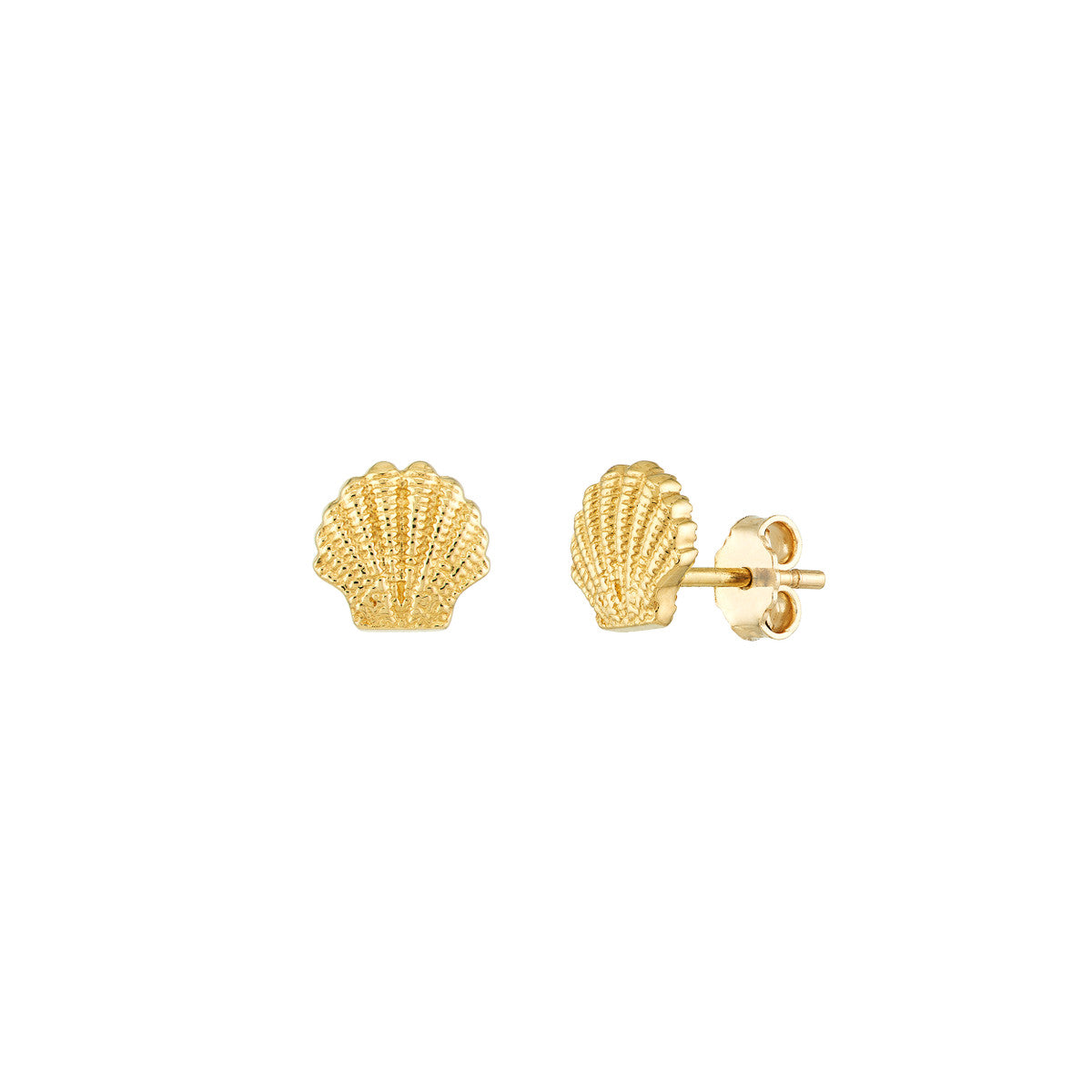Mini Seashell Stud Earrings 14K Yellow Gold