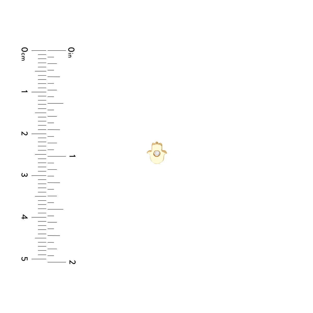 Diamond Hamsa Micro Stud Earrings 14K Yellow Gold