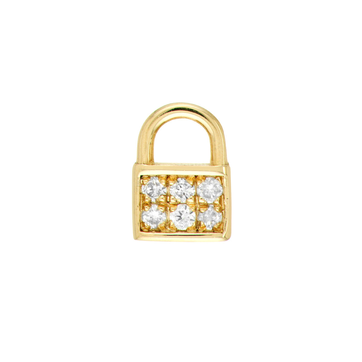 Diamond Baby Padlock Stud Earrings 14K Yellow Gold