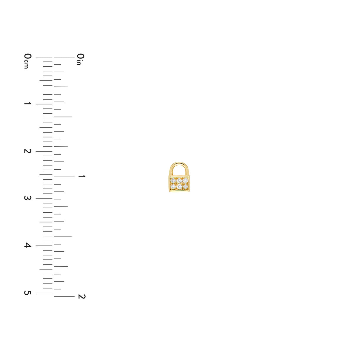 Diamond Baby Padlock Stud Earrings 14K Yellow Gold