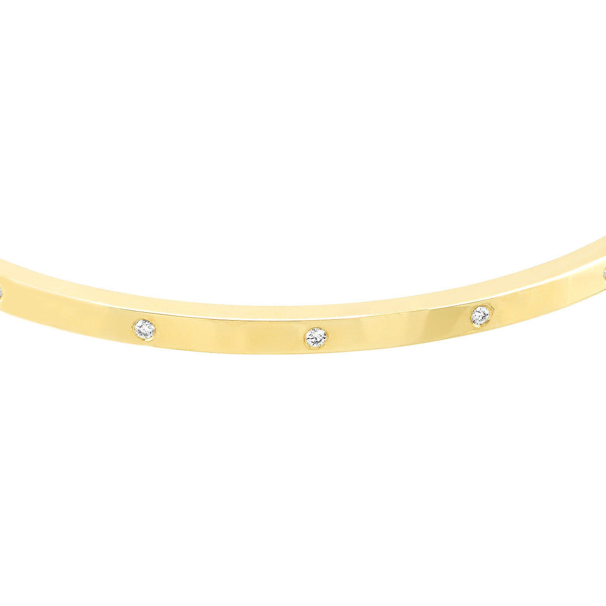 Diamond Square Tube Bangle 14K Yellow Gold