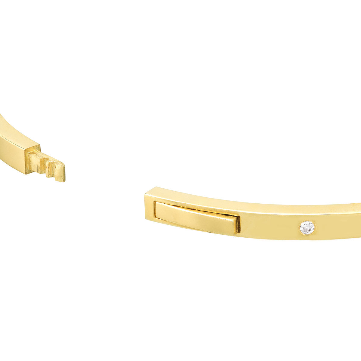Diamond Square Tube Bangle 14K Yellow Gold