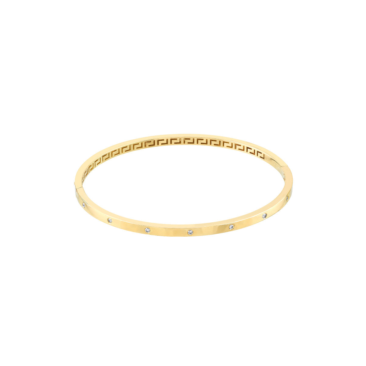 Diamond Square Tube Bangle 14K Yellow Gold