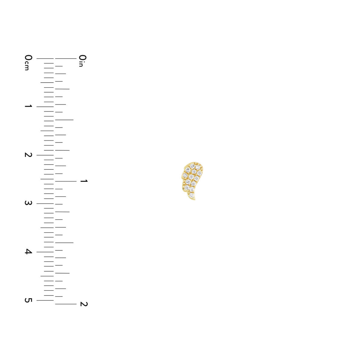 Diamond Angel Wings Micro Stud Earrings 14K Yellow Gold