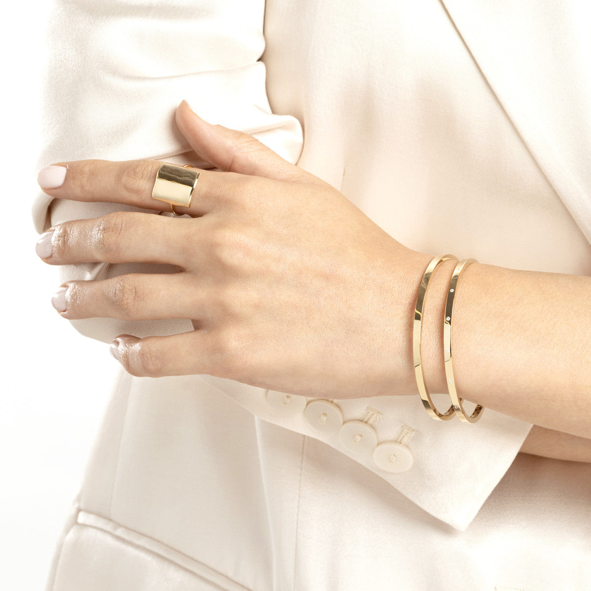Plain Square Tube Bangle 14K Gold