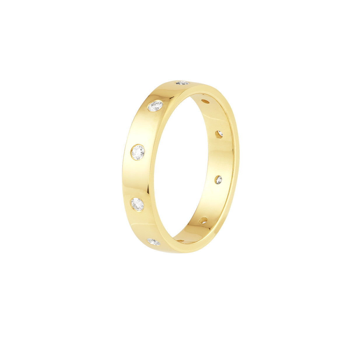 Flush Set Diamond Band 14K Yellow Gold