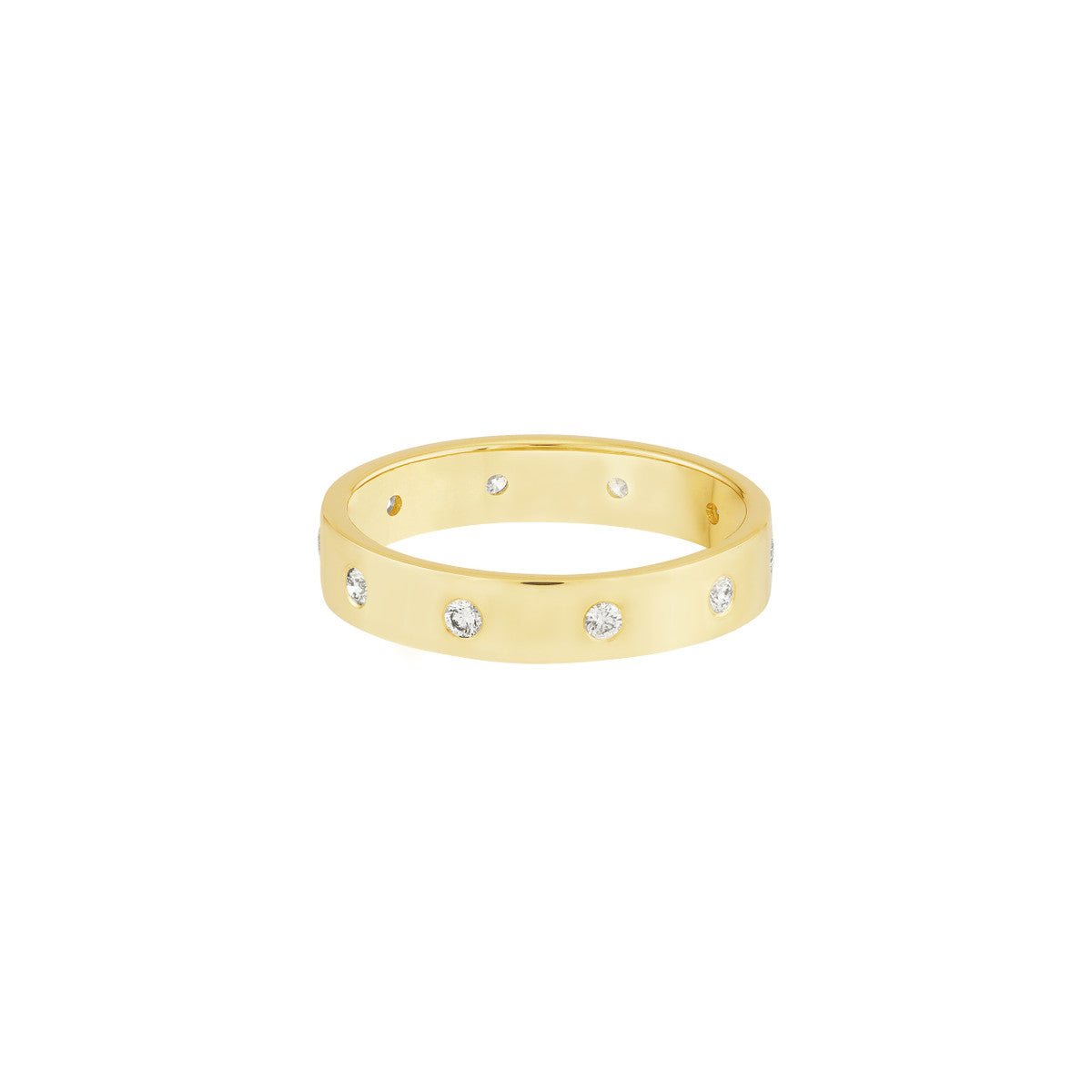 Flush Set Diamond Band 14K Yellow Gold