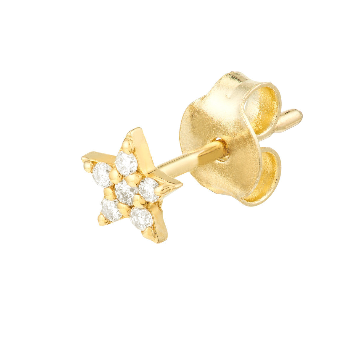 Diamond Star Micro Stud Earrings 14K Yellow Gold