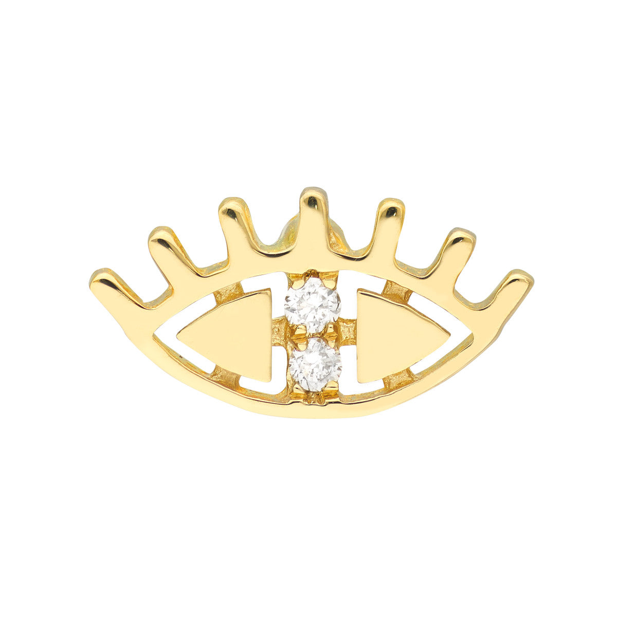 3pt Diamond Evil Eye Stud Earrings 14K Yellow Gold