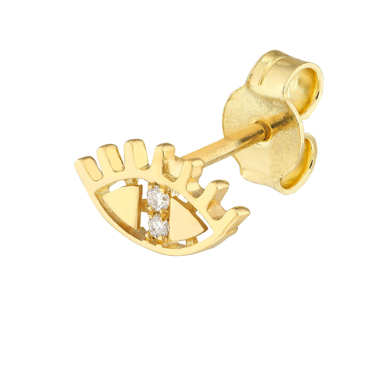 3pt Diamond Evil Eye Stud Earrings 14K Yellow Gold