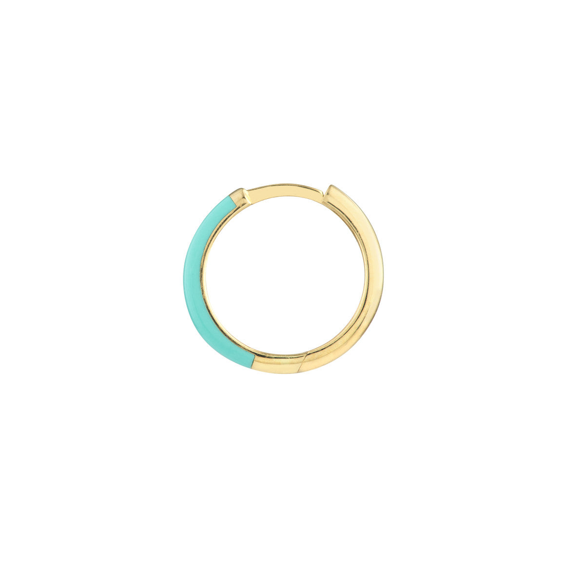 Enamel 1/2 Polished Hoops 14K Yellow Gold