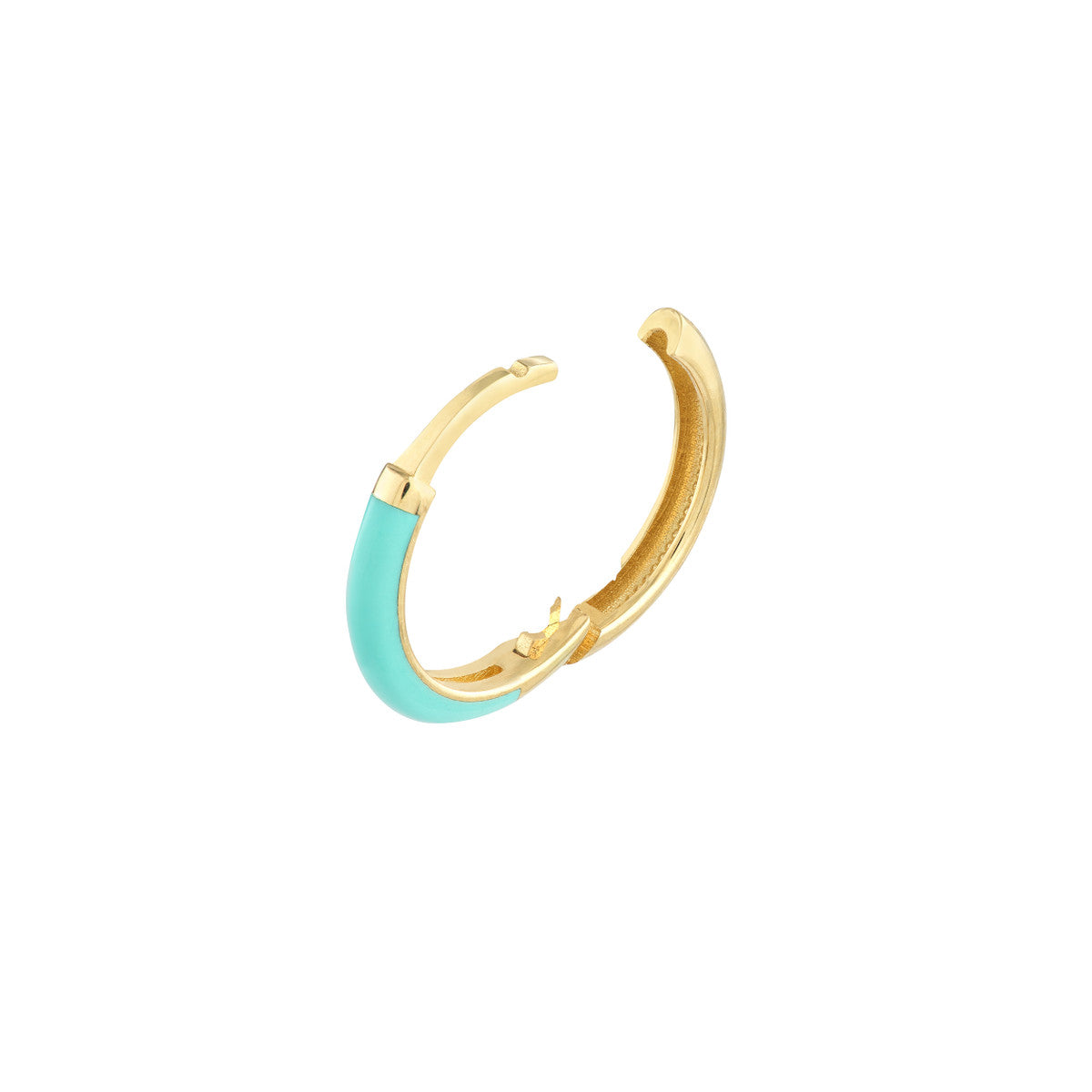 Enamel 1/2 Polished Hoops 14K Yellow Gold