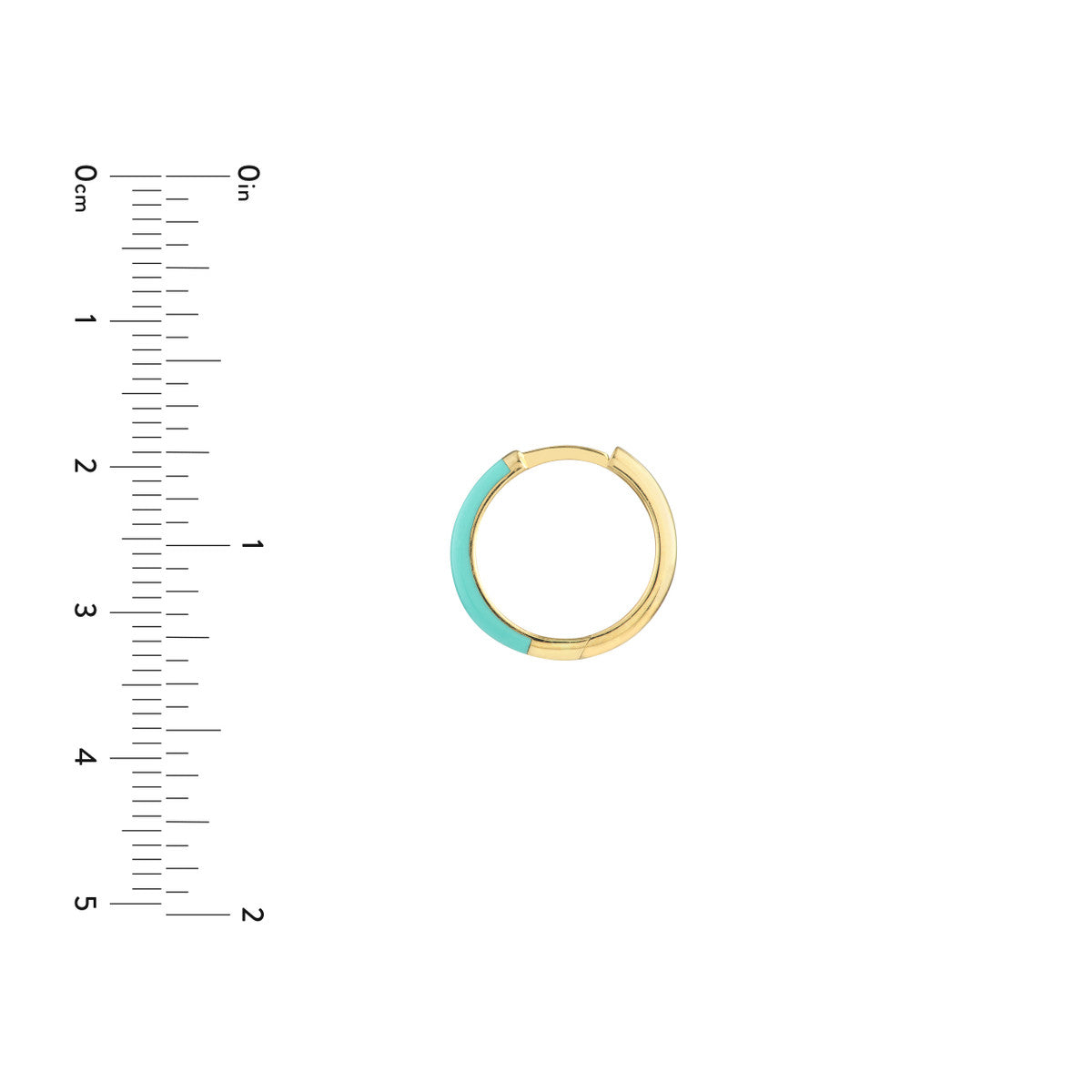 Enamel 1/2 Polished Hoops 14K Yellow Gold