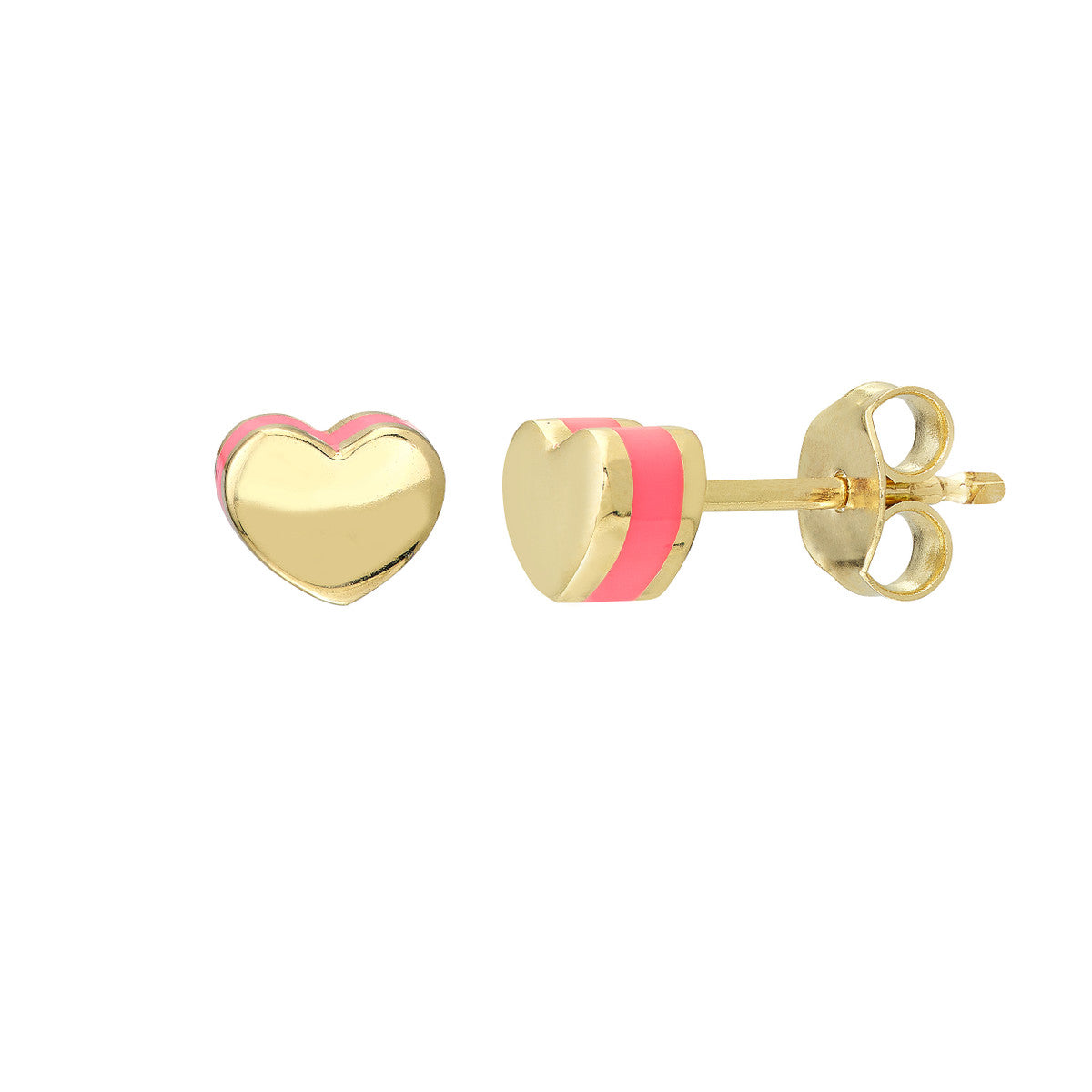 Domed Stud Enamel 14K Yellow Gold
