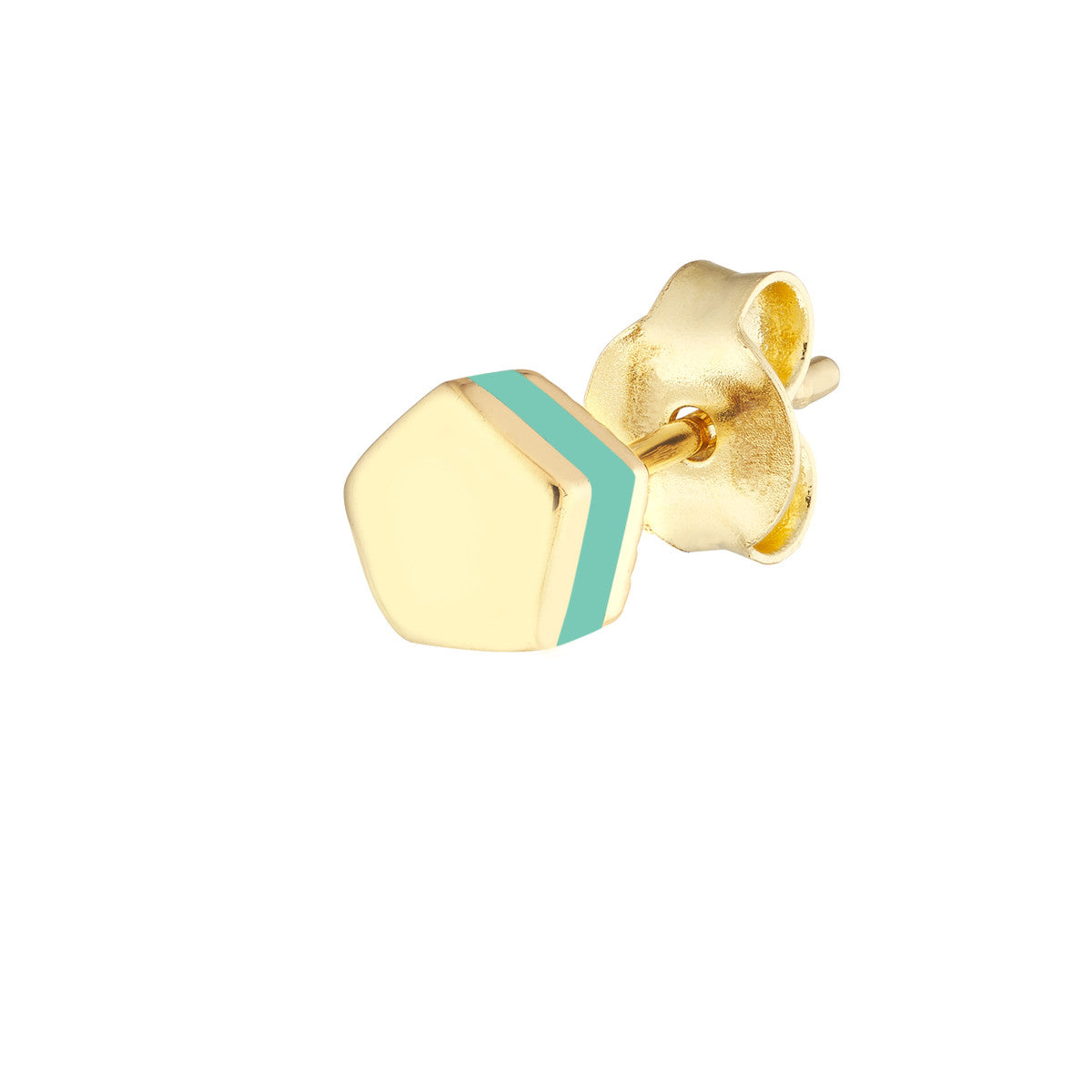 Domed Stud Enamel 14K Yellow Gold