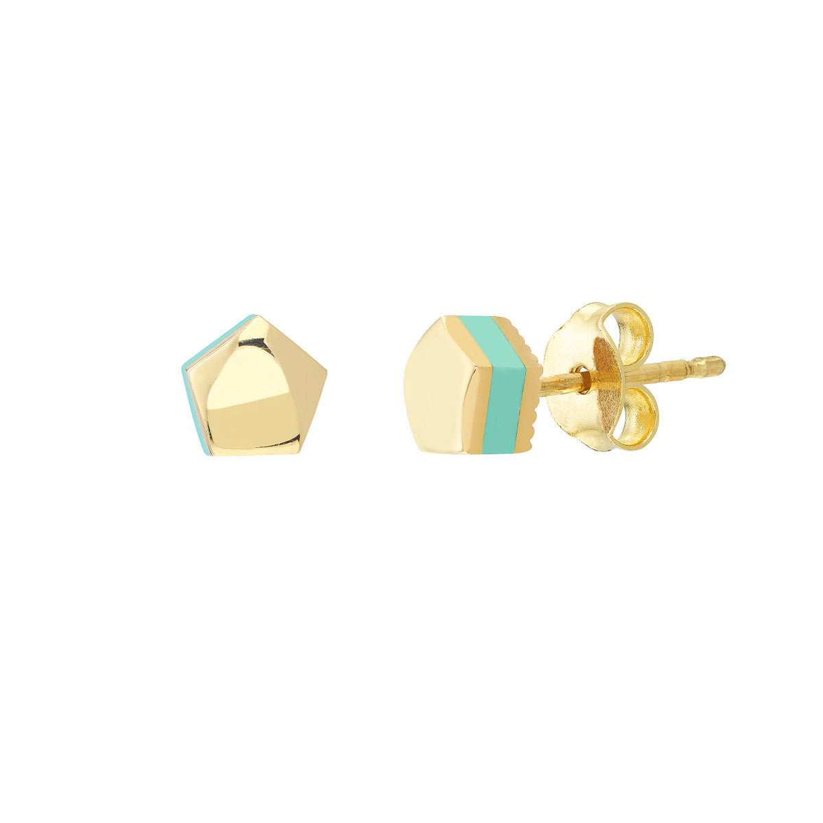 Domed Stud Enamel 14K Yellow Gold