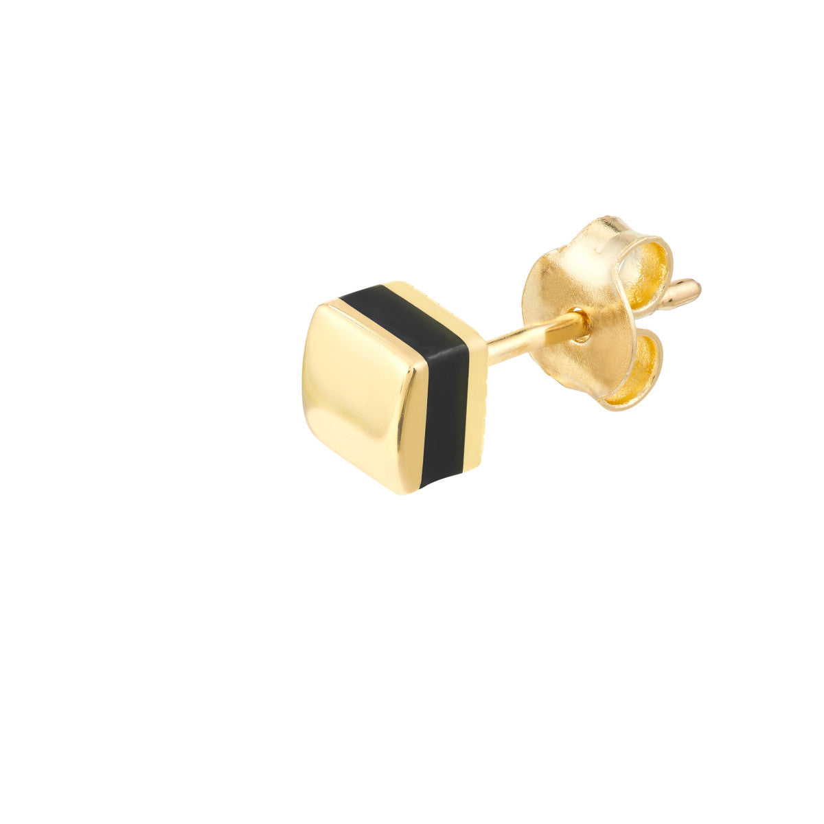 Domed Stud Enamel 14K Yellow Gold