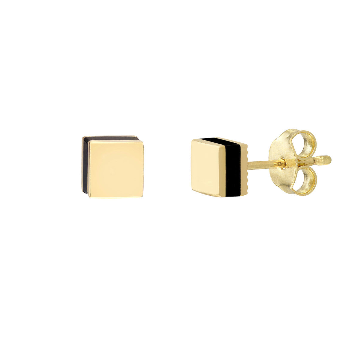Domed Stud Enamel 14K Yellow Gold