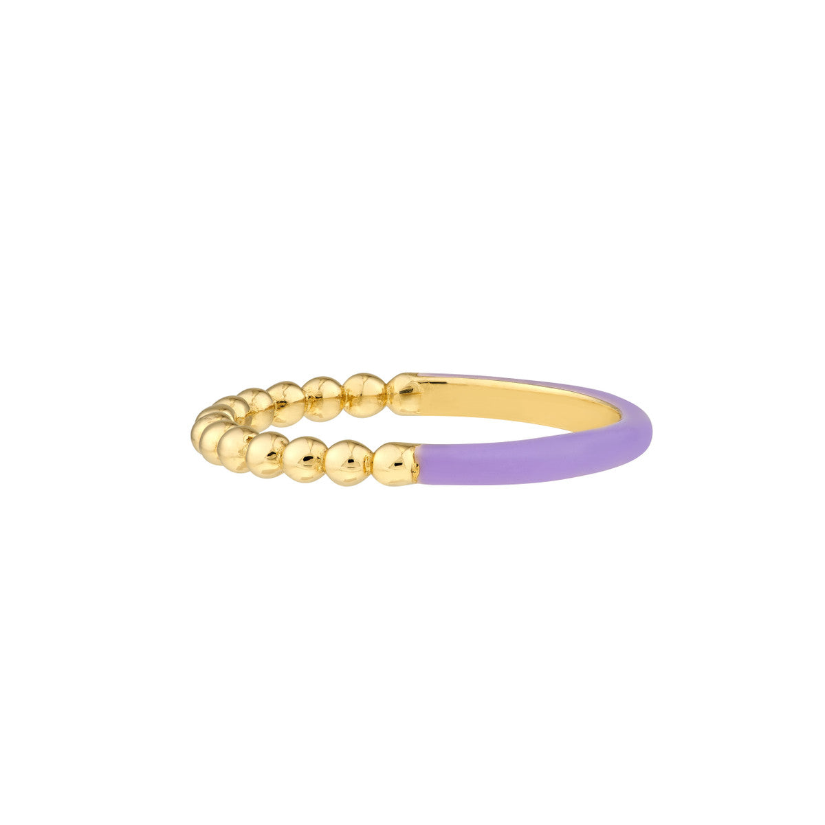 1/2 Beaded 1/2 Enamel Ring 14K Yellow Gold