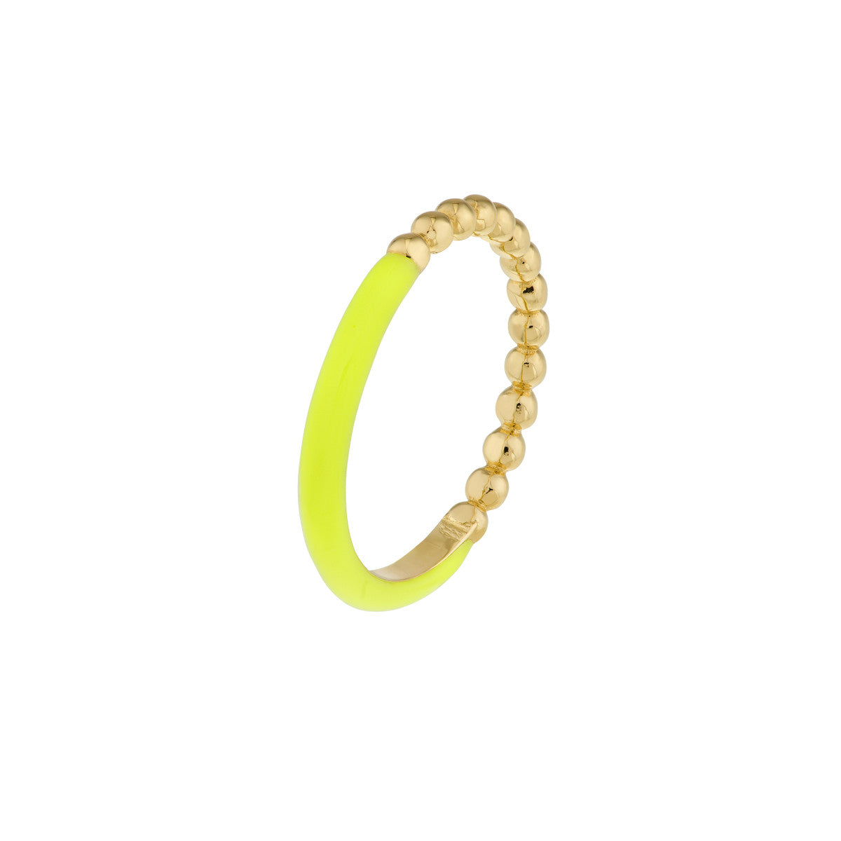 1/2 Beaded 1/2 Enamel Ring 14K Yellow Gold